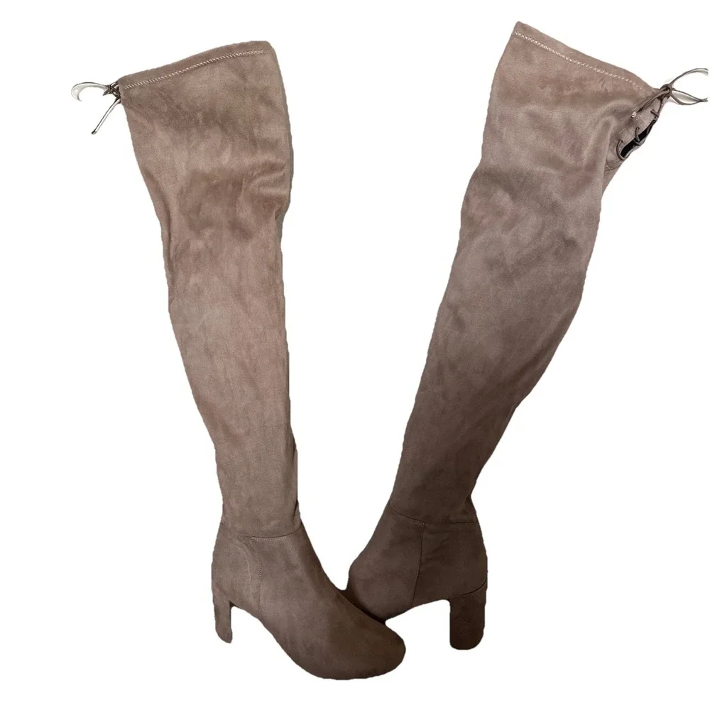 Chinese Laundry Kiara Over the Knee  Suede Boots in Taupe/Beige Sz 10